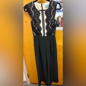 ANTONIO MELANI Black Lace Bodice Strapless Evening Jumpsuit